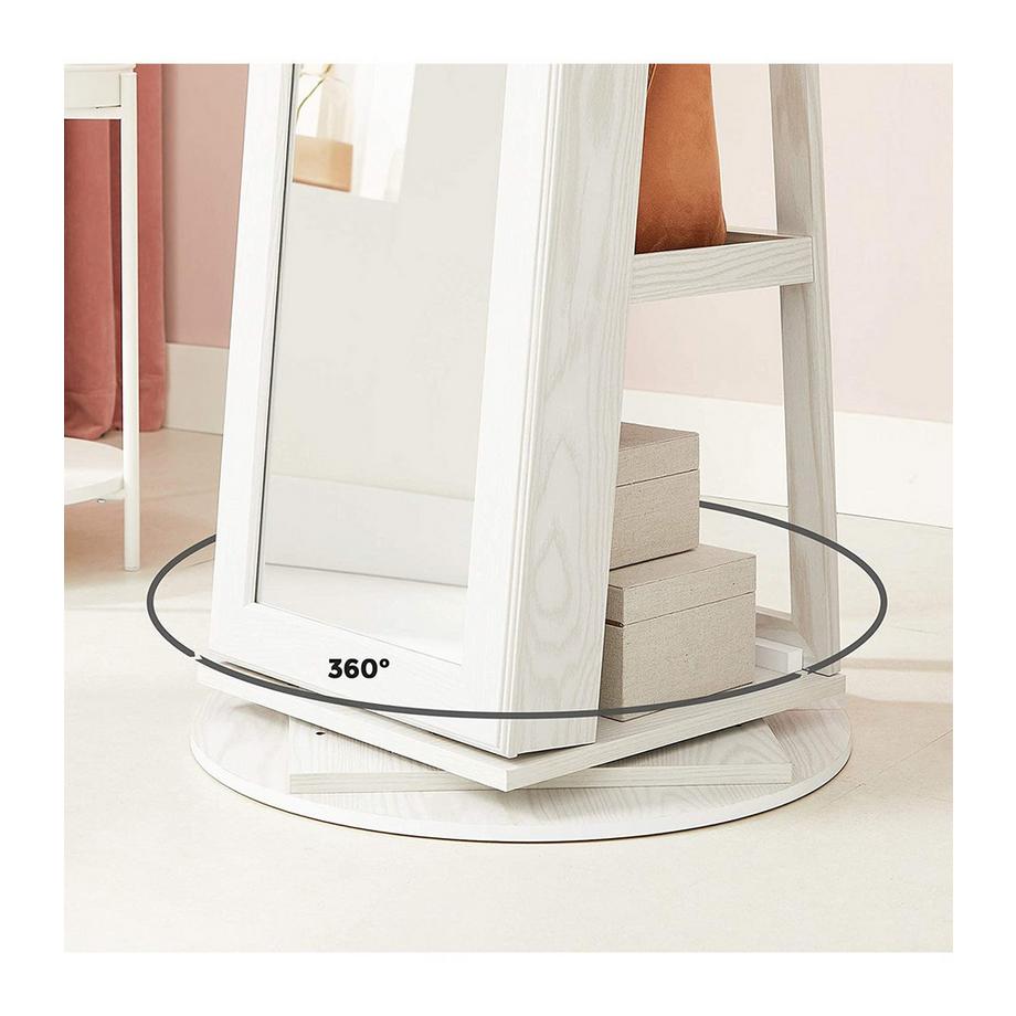 Calicosy  Um 360° drehbarer Schmuckschrank mit Spiegel und Ablageflächen 