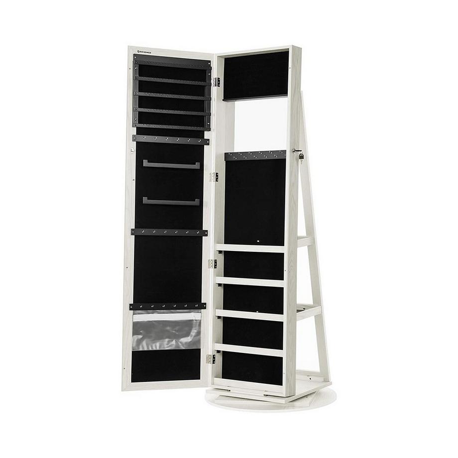 Calicosy  Um 360° drehbarer Schmuckschrank mit Spiegel und Ablageflächen 