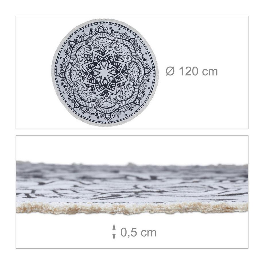 Northix Runder Teppich mit Mandala-Design  