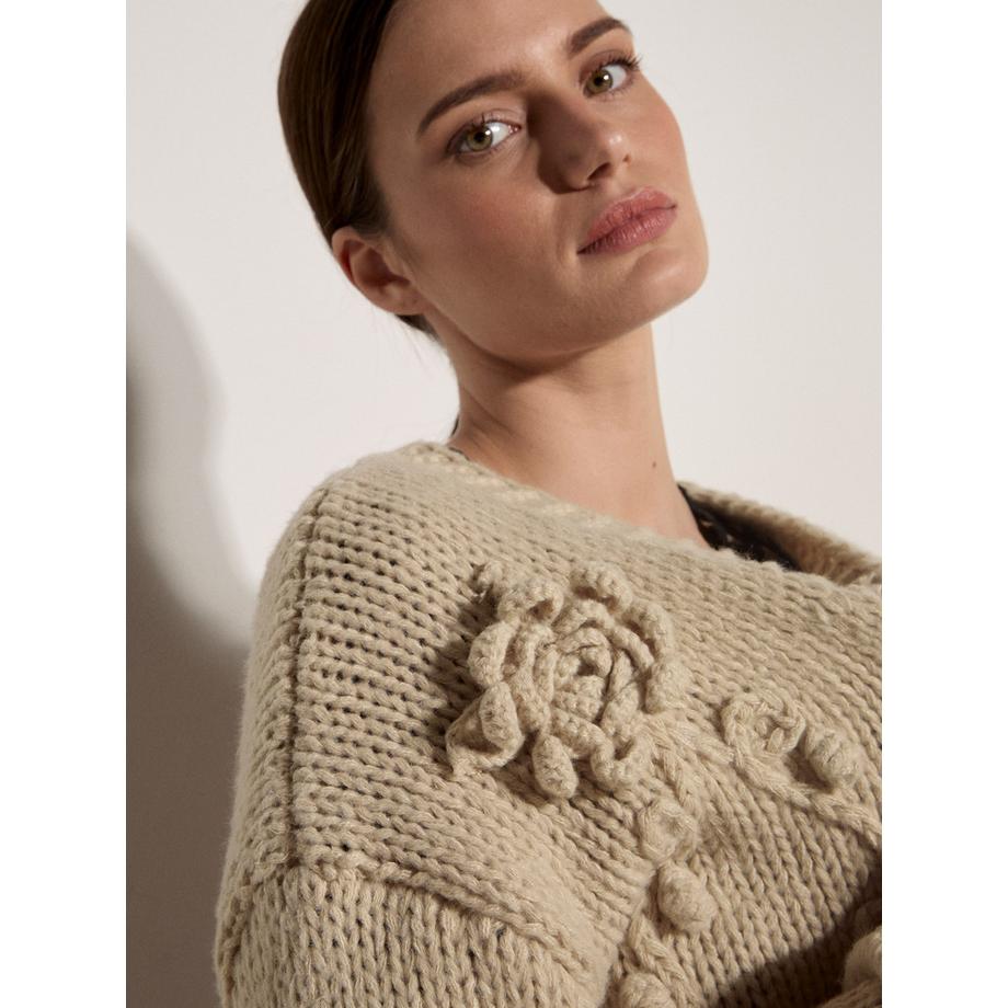APRICOT Strickjacke mit Rosenapplikation  