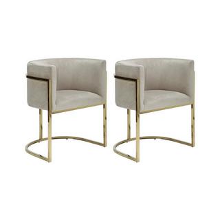 PASCAL MORABITO Lot de 2 chaises avec accoudoirs PERIA Velours acier inoxydable  