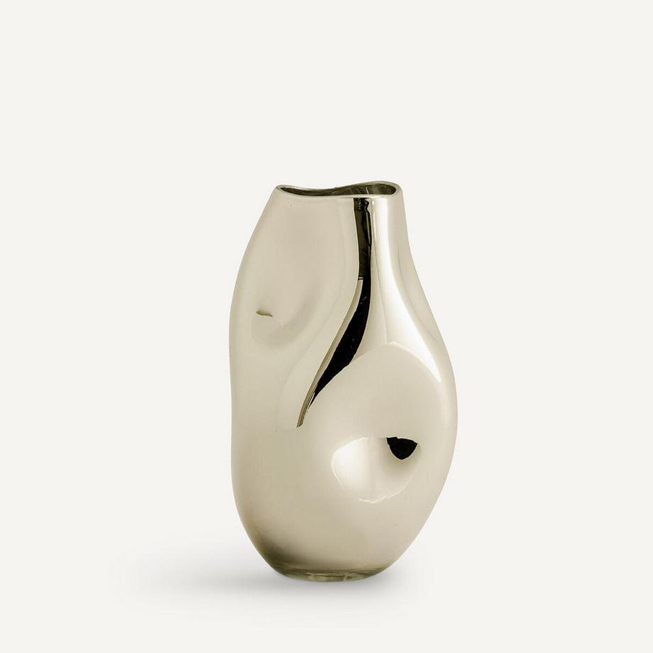 Vase Cozi aus mundgeblasenem Glas in Metallic-Optik