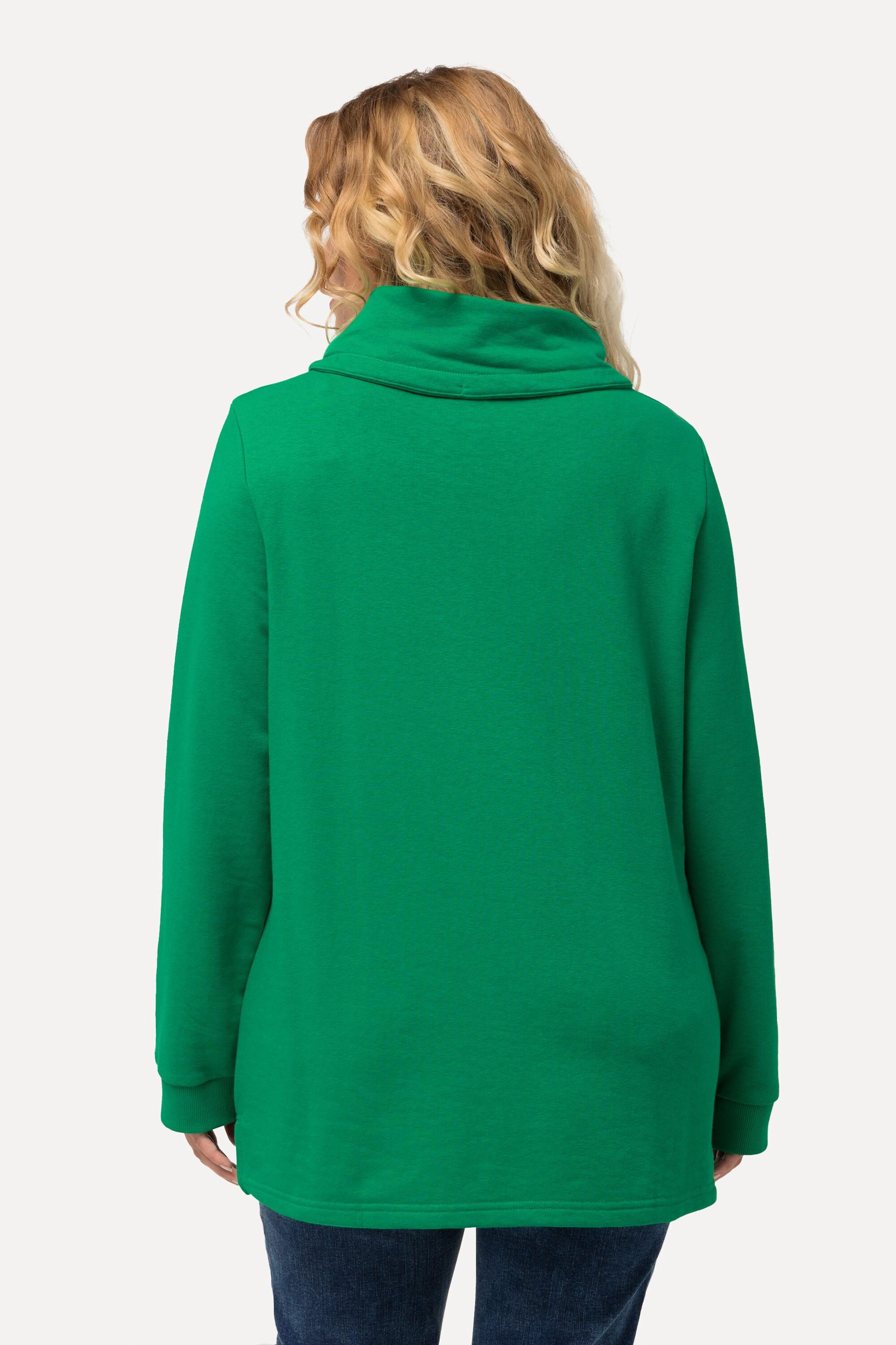 Ulla Popken  Sweat-shirt col montant et manches longues. Imprimé « salut ». 