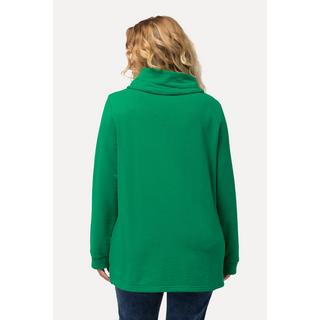 Ulla Popken  Sweat-shirt col montant et manches longues. Imprimé « salut ». 