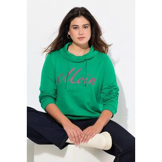 Ulla Popken  Sweat-shirt col montant et manches longues. Imprimé « salut ». 