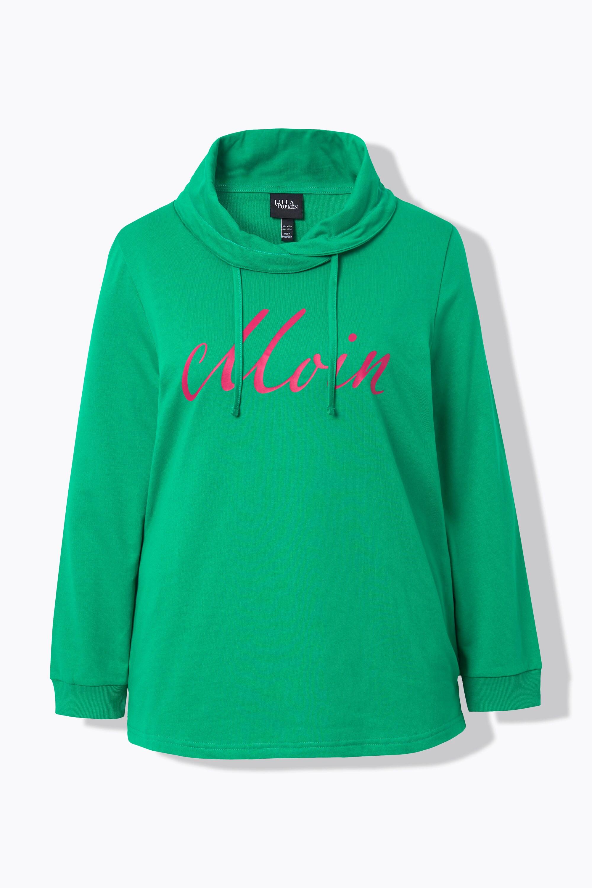 Ulla Popken  Sweat-shirt col montant et manches longues. Imprimé « salut ». 