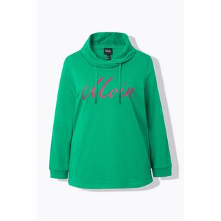 Ulla Popken  Sweat-shirt col montant et manches longues. Imprimé « salut ». 