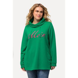 Ulla Popken  Sweat-shirt col montant et manches longues. Imprimé « salut ». 