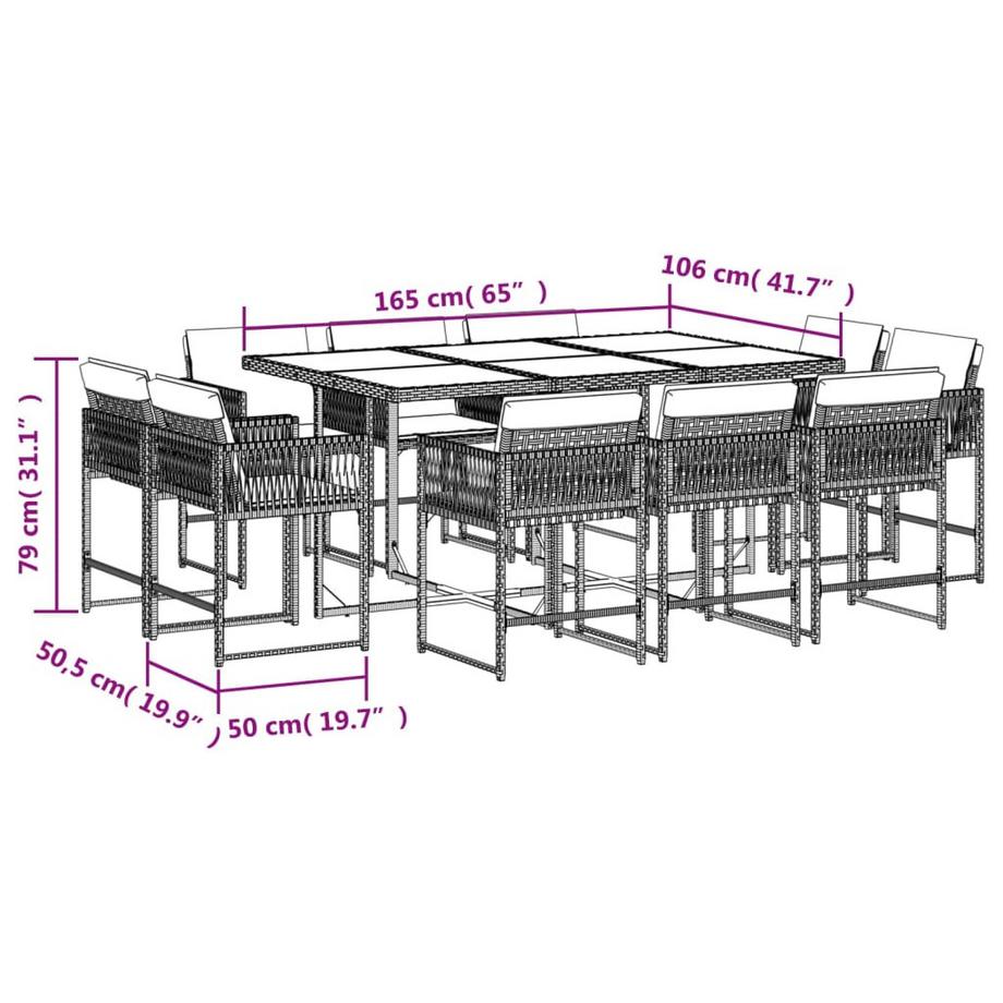 VidaXL set da pranzo da giardino Polirattan  