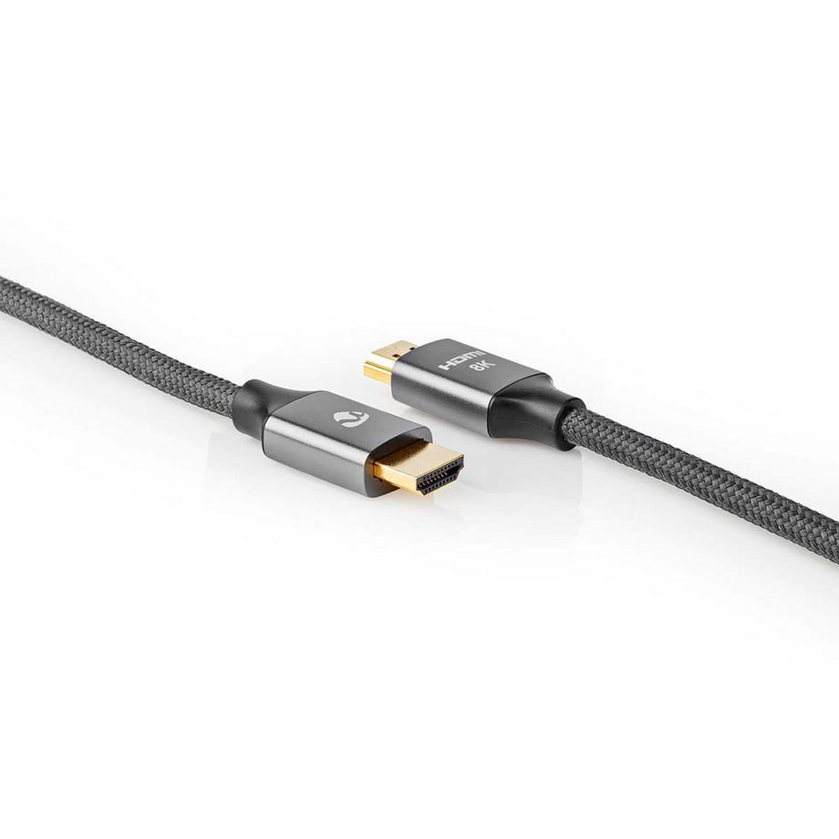 Nedis  Câble HDMI™ Ultra High Speed | Connecteur HDMI™ | Connecteur HDMI™ | 8K@60Hz | 48 Gbps | 3,00 m | Rond | 6,7 mm | Gris avec métal | Serrures 