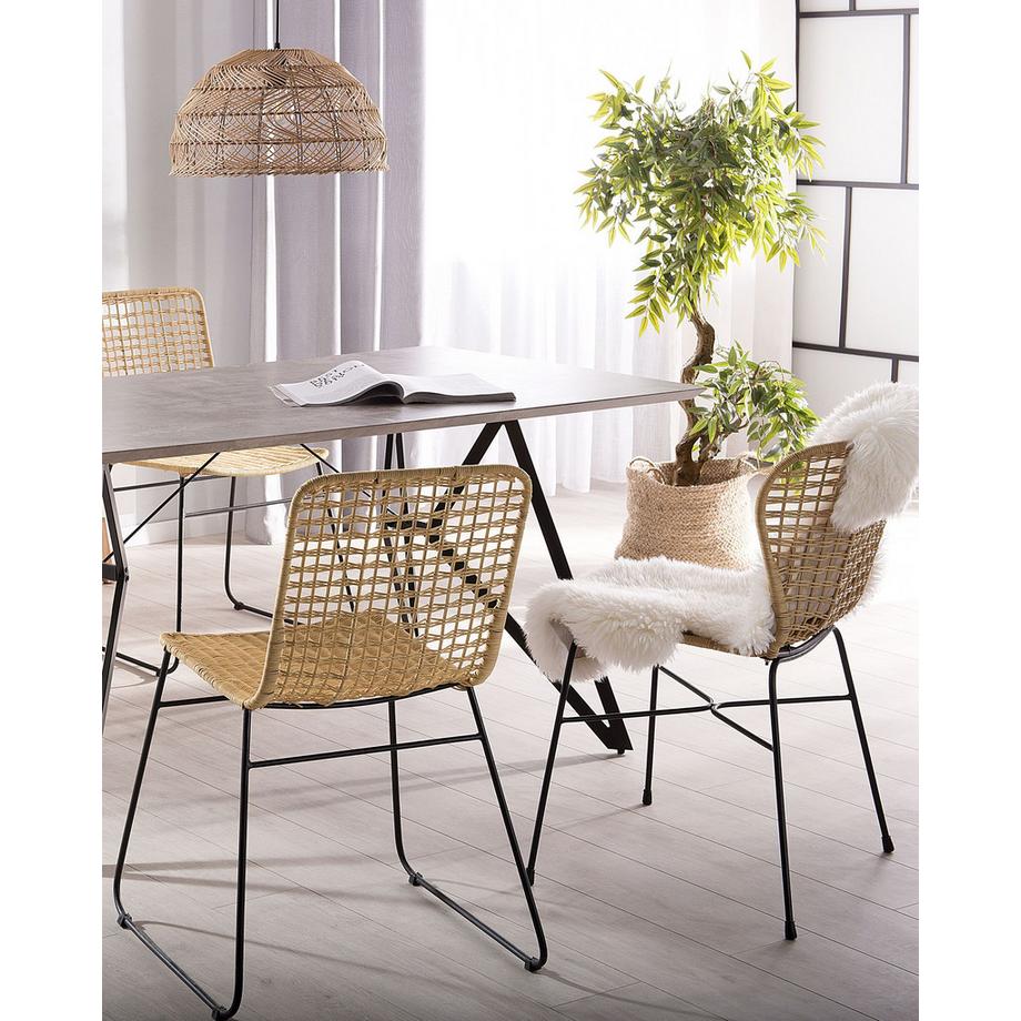 Beliani Lot de 2 chaises de salle à manger en Rotin Boho ELFROS  