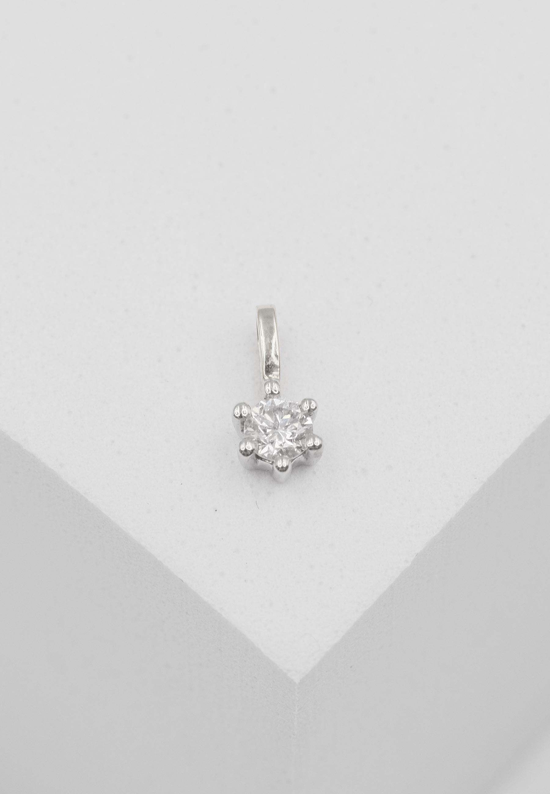 MUAU Schmuck  Solitär Anhänger 6-Griff-Fassung Weissgold 750 Diamant 0.10ct. 7x5mm 