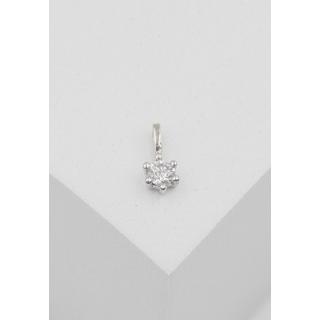 MUAU Schmuck  Solitär Anhänger 6-Griff-Fassung Weissgold 750 Diamant 0.10ct. 7x5mm 