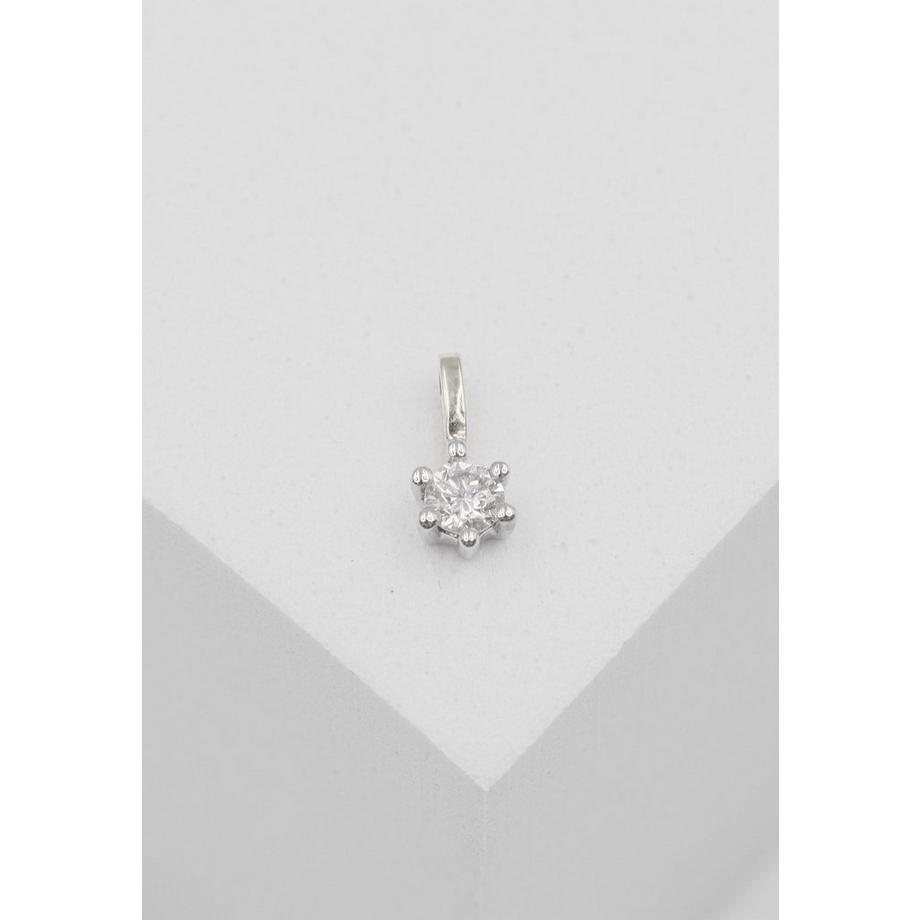 MUAU Schmuck  Solitär Anhänger 6-Griff-Fassung Weissgold 750 Diamant 0.10ct. 7x5mm 