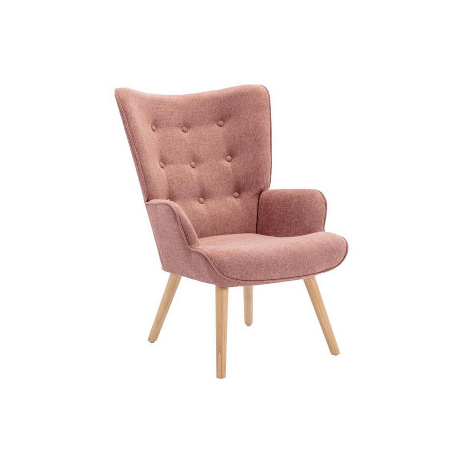 Vente-unique Fauteuil en tissu rose VATELY  