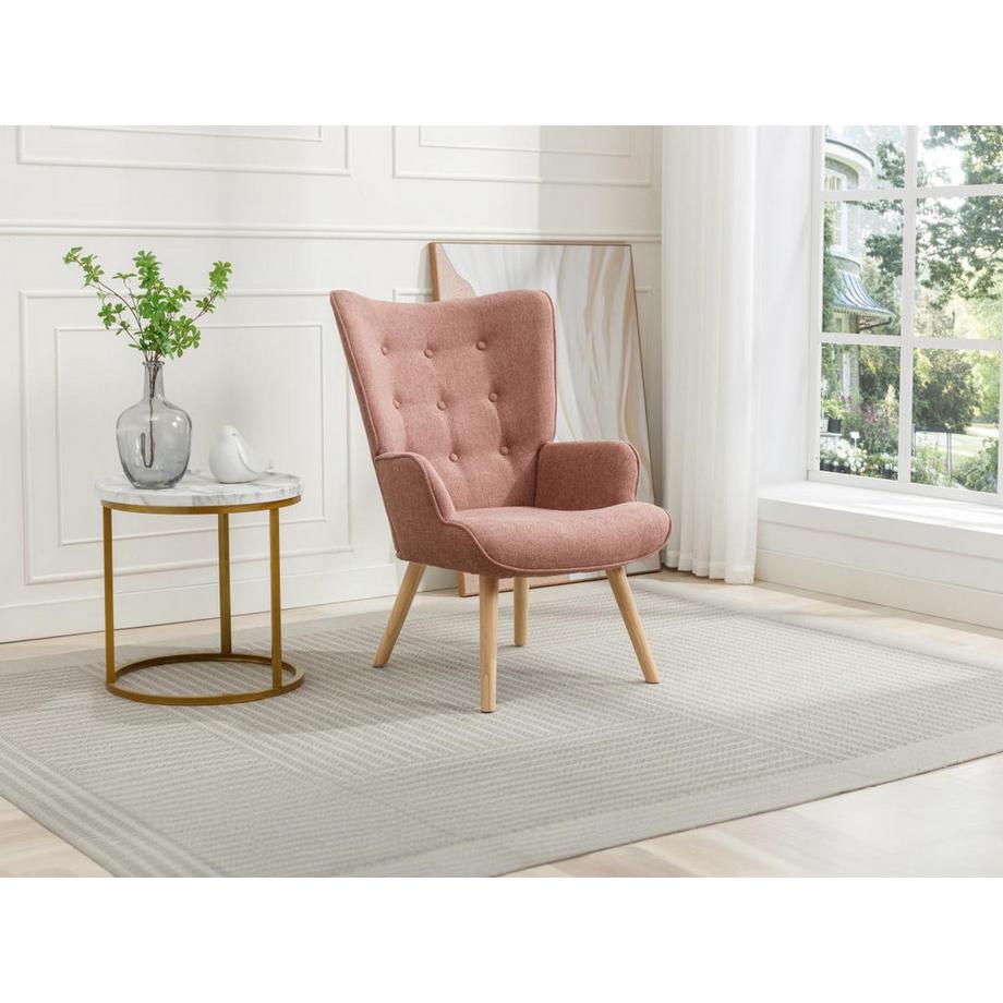 Vente-unique Fauteuil en tissu rose VATELY  