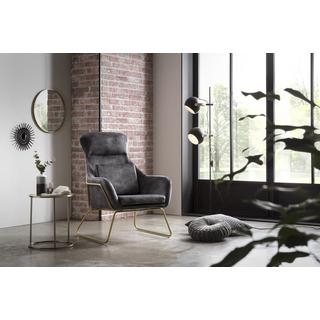 mutoni Fauteuil relax velours velours gris laiton  