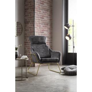 mutoni Fauteuil relax velours velours gris laiton  