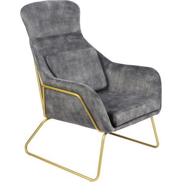 Fauteuil relax velours velours gris laiton