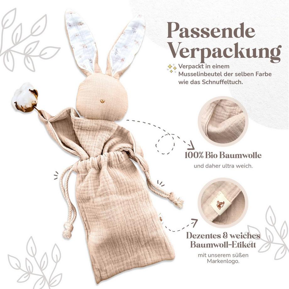 Activity-board  Baby Hasen Schmusetuch - Musselin Schmusetuch als Babygeschenk zur Geburt /Baby Schmusetücher & Schnuller/Baby Kuscheltier 