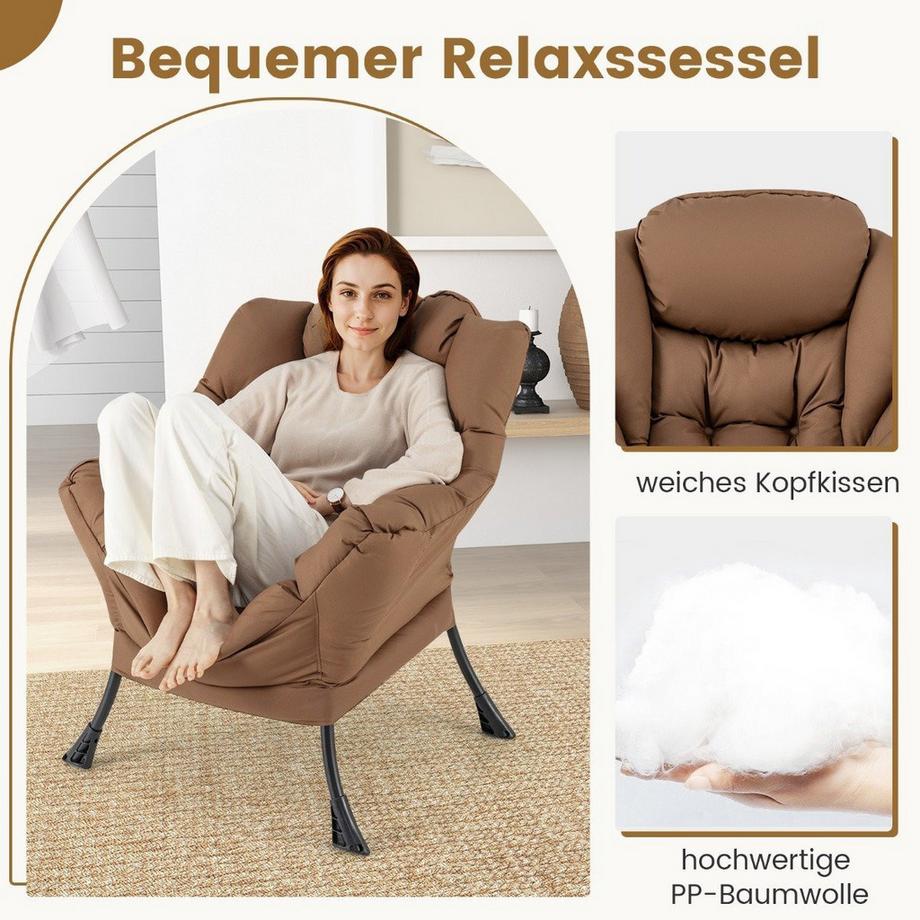 B2X Sessel mit Hocker & Armlehnen & Seitentasche & Fußstütze Relaxsessel Ohrensessel  