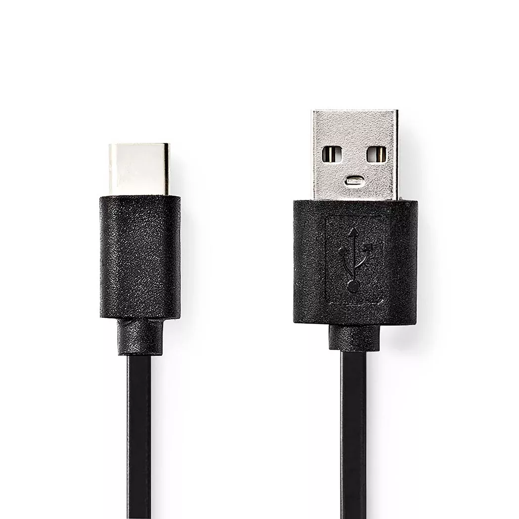 Nedis – USB-Kabel | USB 2.0 USB-A Stecker USB-C™ 15 W 480 Mbps Vernickelt 3,00 m Rund PVC Schwarz Etikett, One Size