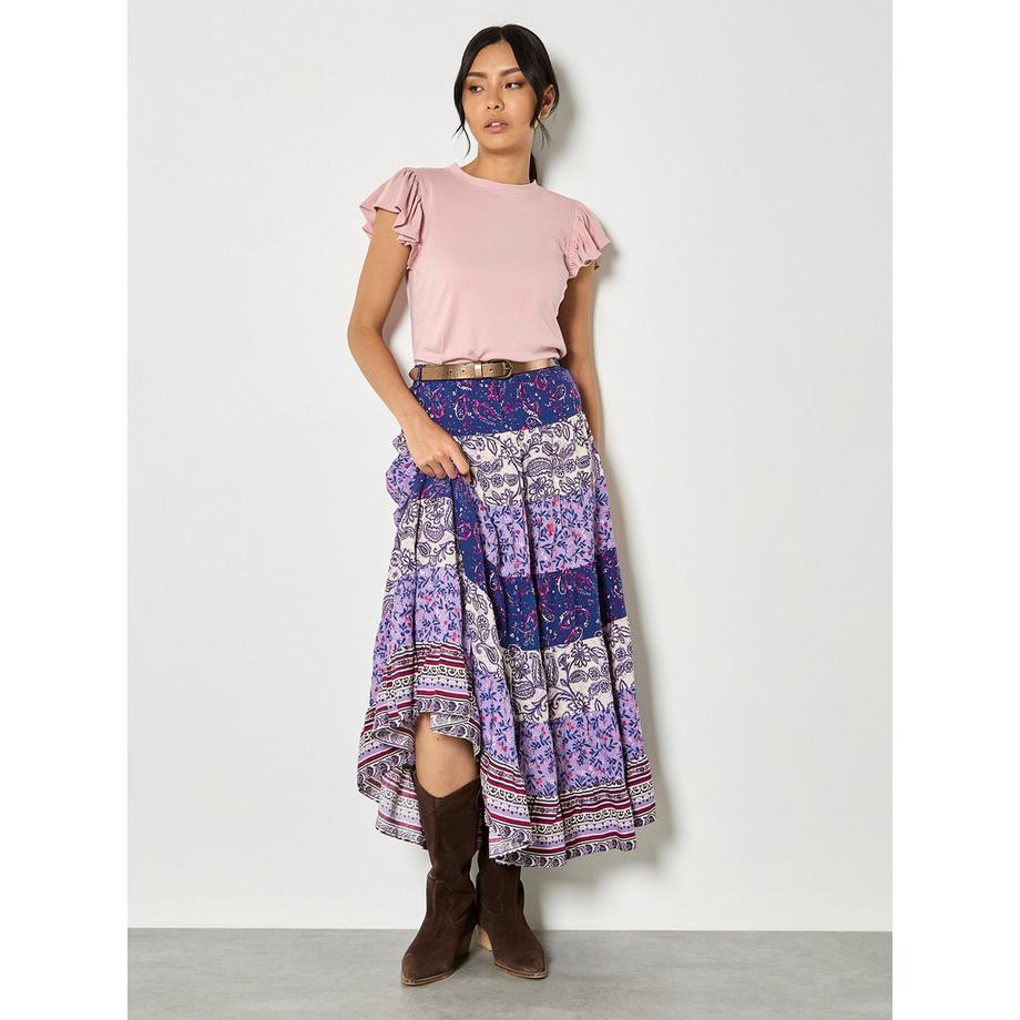 APRICOT Maxirock Patchwork Print Stufen  