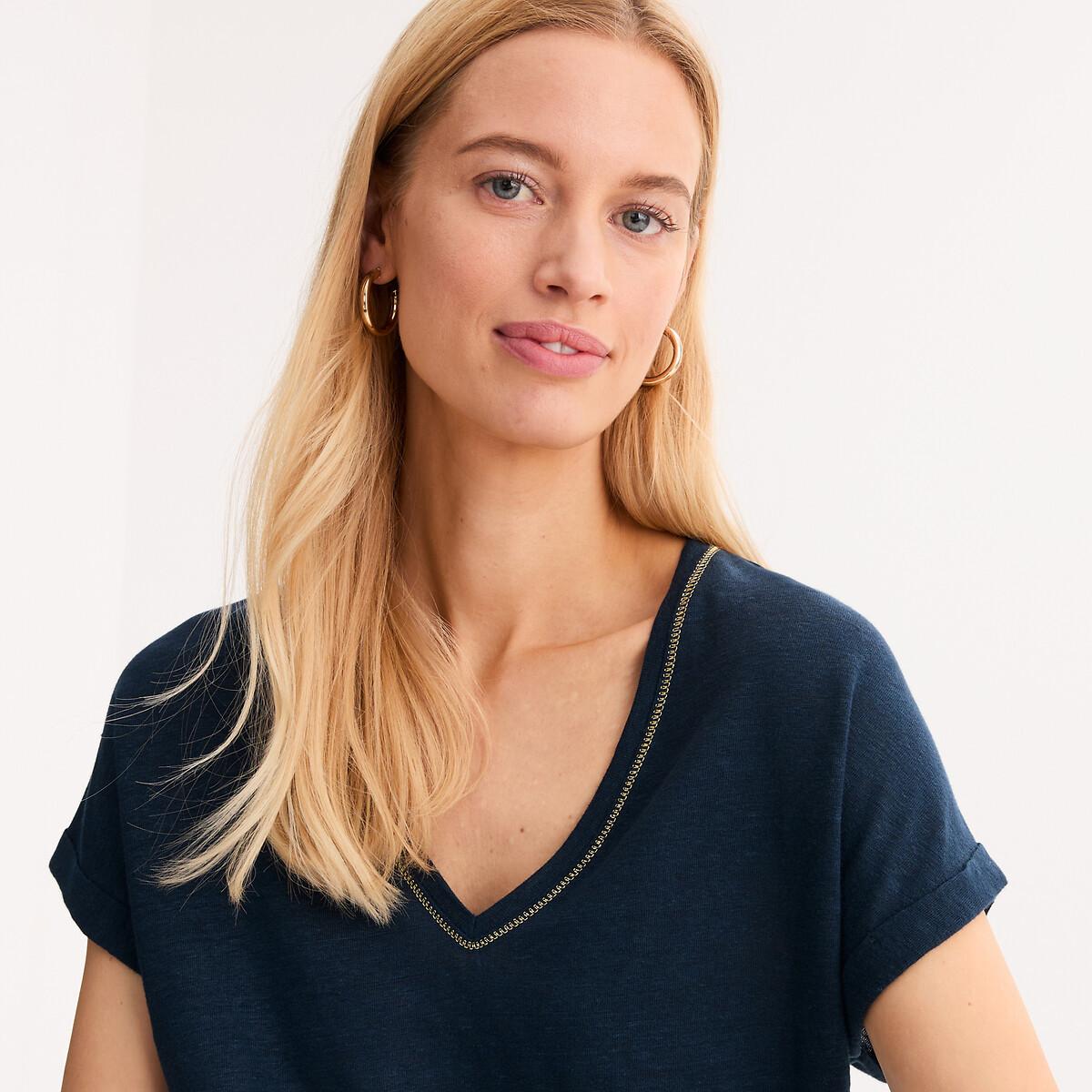 La Redoute Collections T-shirt Lino Scollo a V  