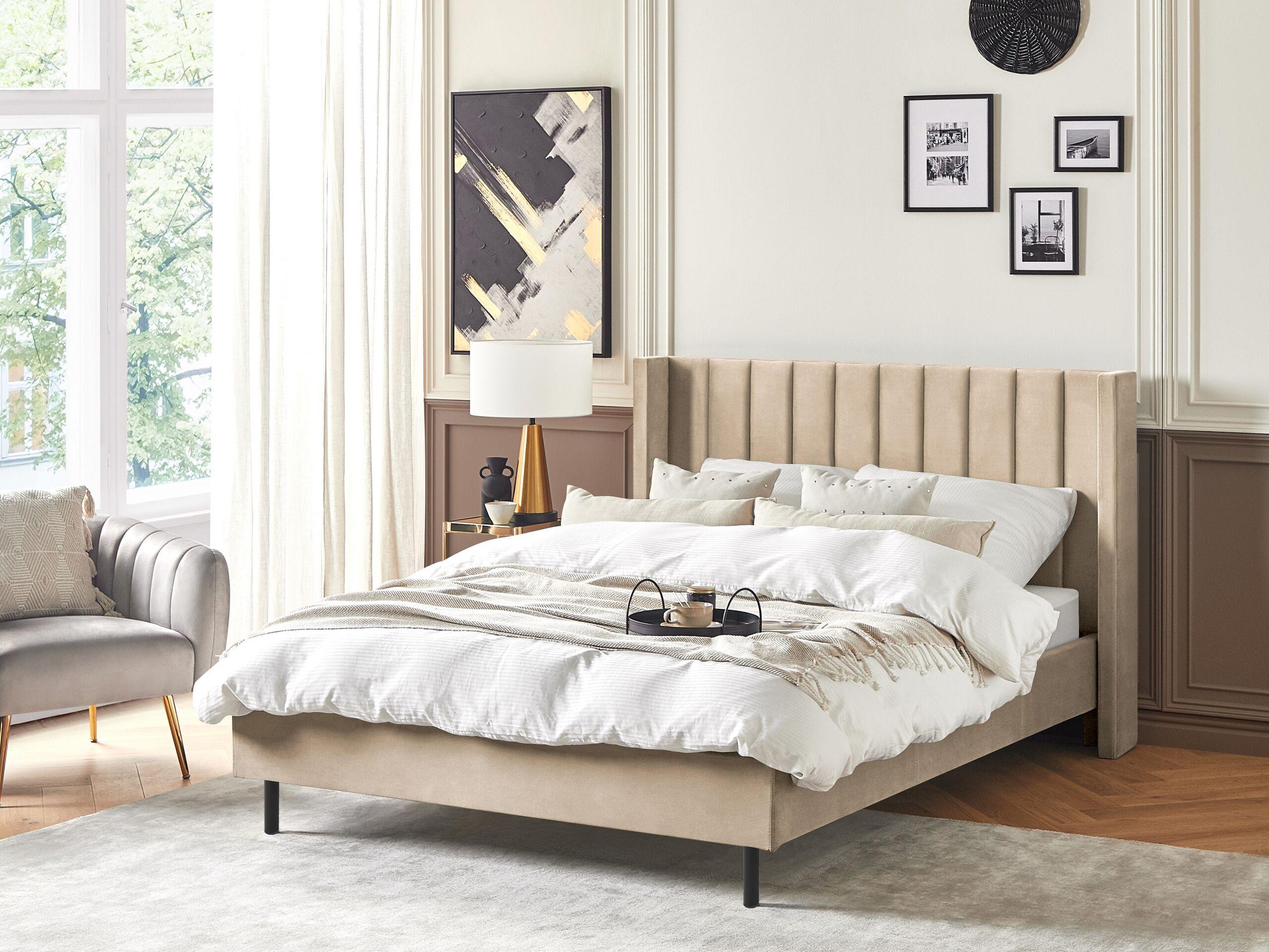 Beliani Bett mit Lattenrost aus Samtstoff Modern VILETTE  
