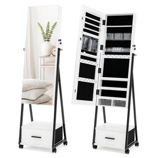 Northix Armoire à miroir organiseur à bijoux et maquillage avec miroir pleine longueur 42 x 38 x 157 cm blanc  
