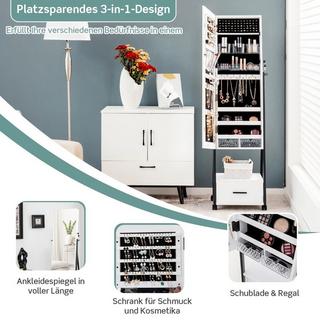 Northix Armoire à miroir organiseur à bijoux et maquillage avec miroir pleine longueur 42 x 38 x 157 cm blanc  