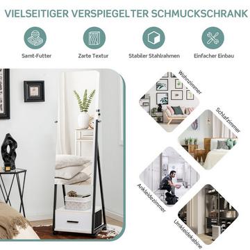 Spiegelschrank Schmuck- und Make-up-Organizer mit Ganzkörperspiegel 42 x 38 x 157 cm Weiß