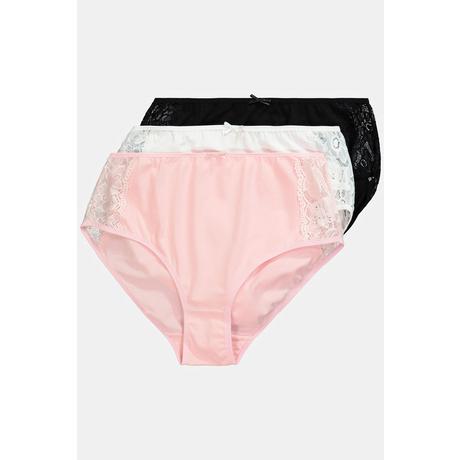 Ulla Popken  Culottes midi, lot de 3, dentelle sur le côté, plusieurs coloris 