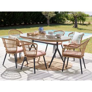 Beliani Set da pranzo per giardino con sedie en Rattan sintetico Boho ALIANO  