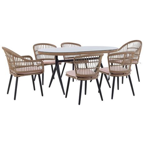 Beliani Set da pranzo per giardino con sedie en Rattan sintetico Boho ALIANO  