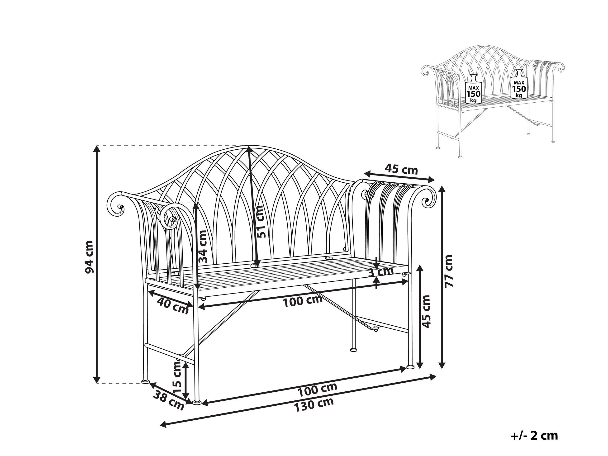 Beliani Banc de jardin en Métal Rétro MILAZZO  