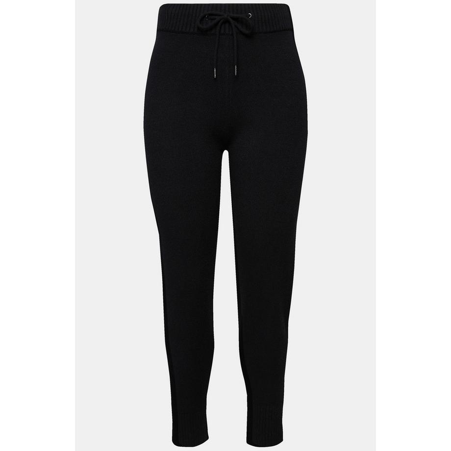 Ulla Popken Pantalon en Maille Taille Large Côtelée Cordon Ourlet Côtelé  