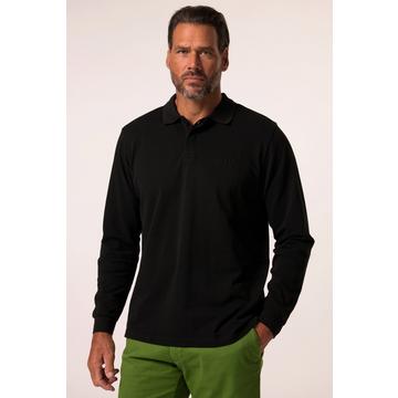 Langarm-Poloshirt, Piqué, verdeckte Knopfleiste