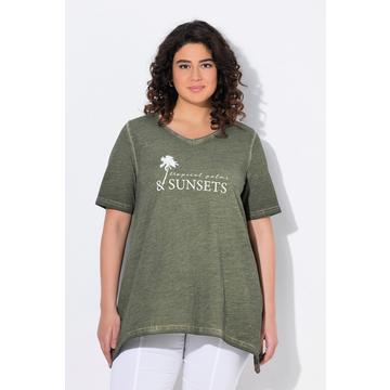 T-shirt dal taglio svasato con tintura a freddo, scollo a V e mezze maniche