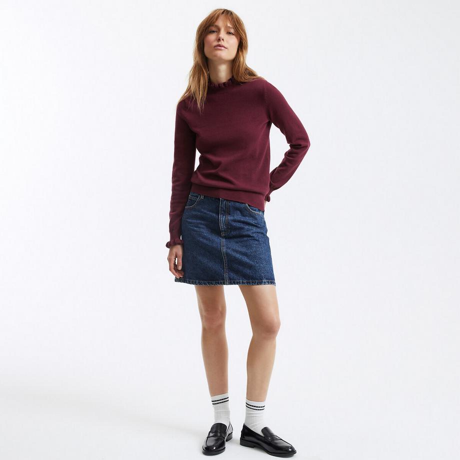 La Redoute Collections Pullover Gerüschter Stehkragen Lange Ärmel  