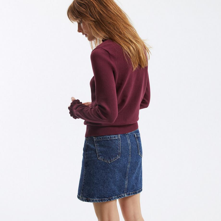 La Redoute Collections Pullover Gerüschter Stehkragen Lange Ärmel  