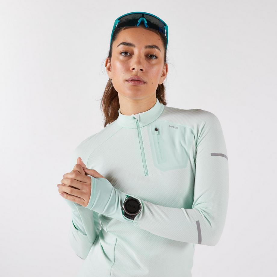 KIPRUN  Maglia running maniche lunghe donna calda poliestere 