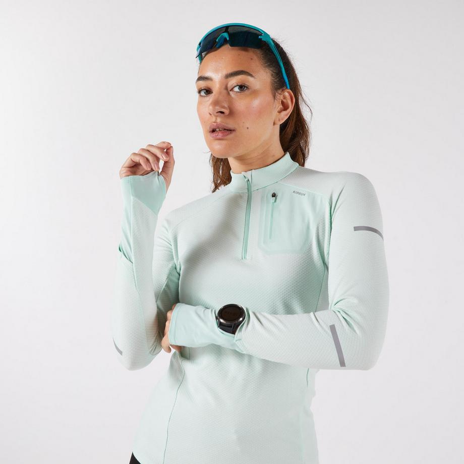 KIPRUN  Maglia running maniche lunghe donna calda poliestere 
