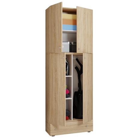 VCM Holz Besenschrank Staubsauger Putzschrank Haushaltsschrank Schublade Lona S  