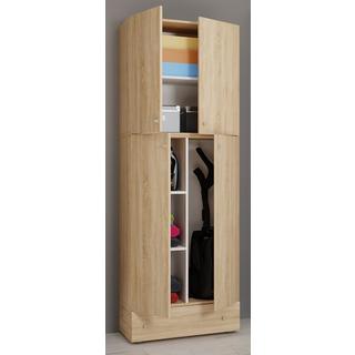 VCM Holz Besenschrank Staubsauger Putzschrank Haushaltsschrank Schublade Lona S  