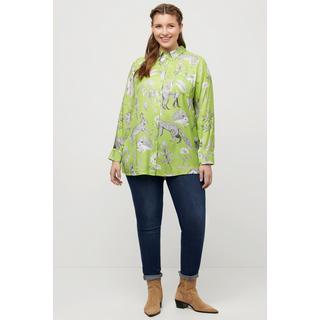 Ulla Popken  Camicia con stampa animalier, collo da camicia e maniche lunghe 