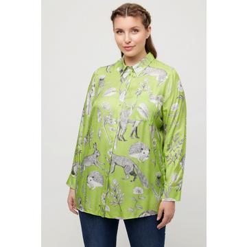 Camicia con stampa animalier, collo da camicia e maniche lunghe