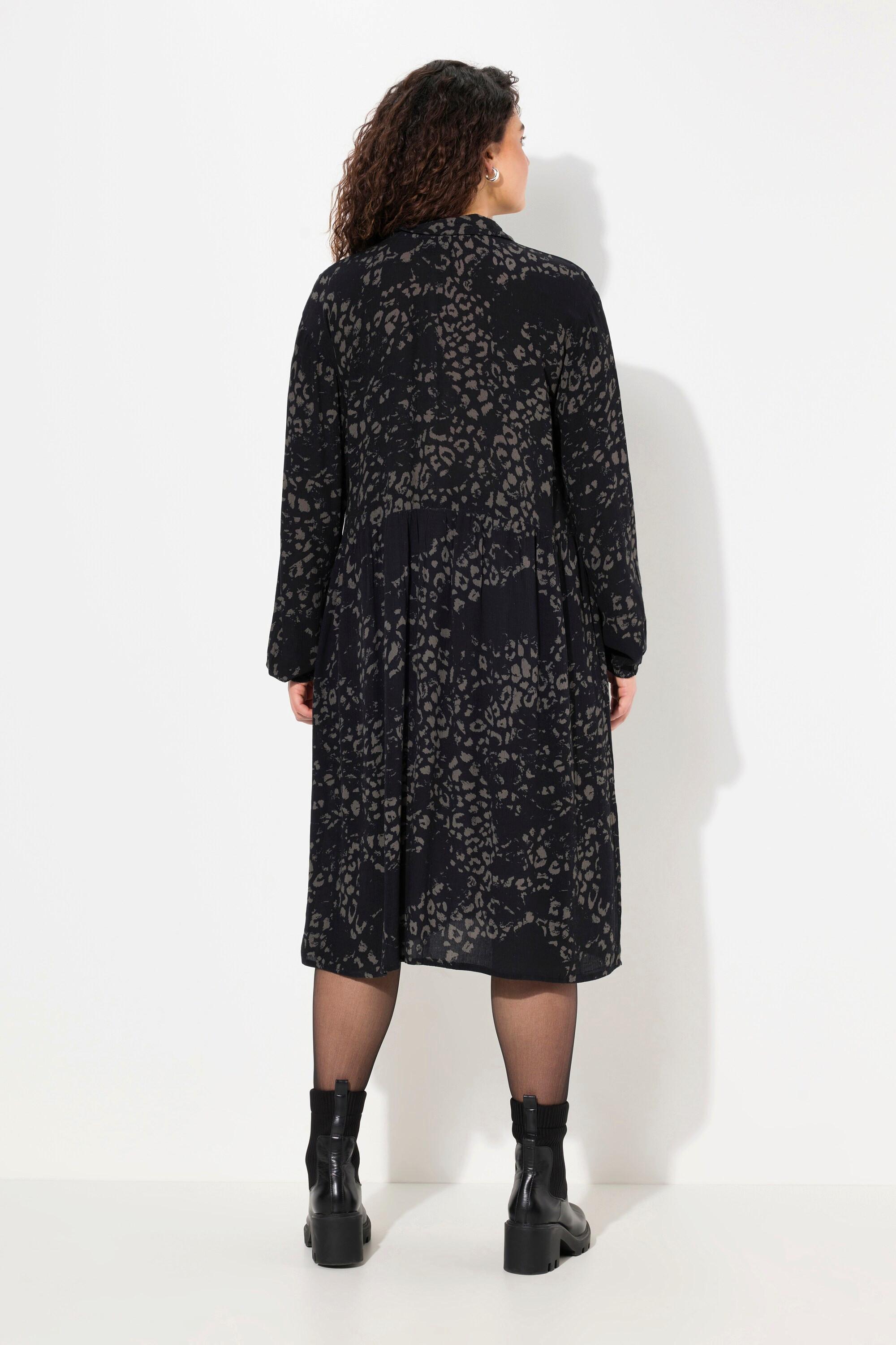 Ulla Popken Hemdblusenkleid Knopfleiste Hemdkragen Langarm  