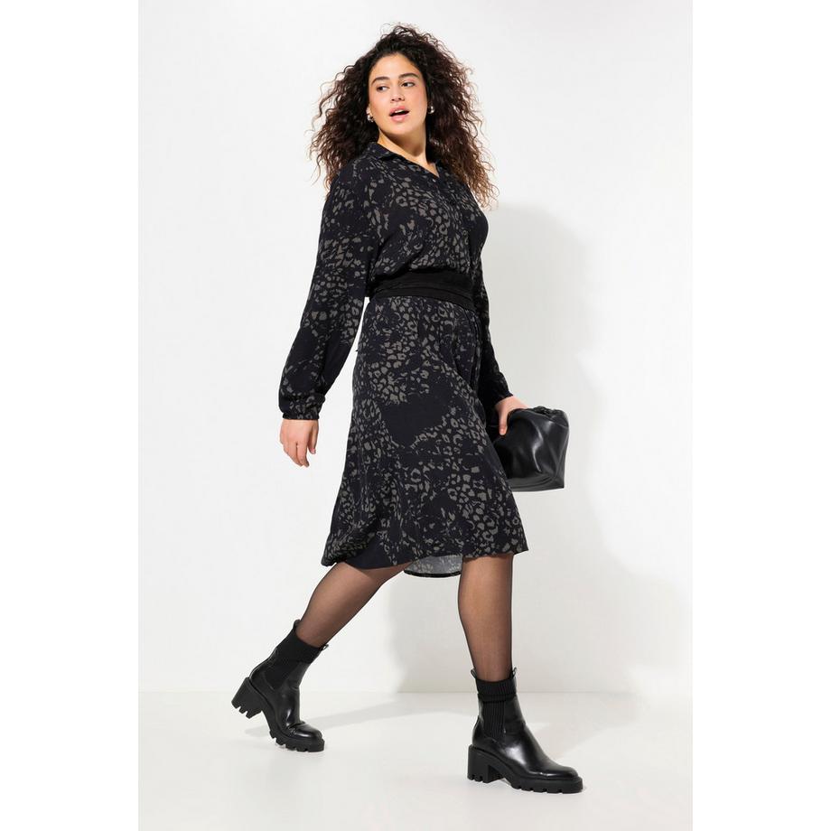 Ulla Popken Abito Chemisier Abbottonatura Collo Camicia Maniche Lunghe  