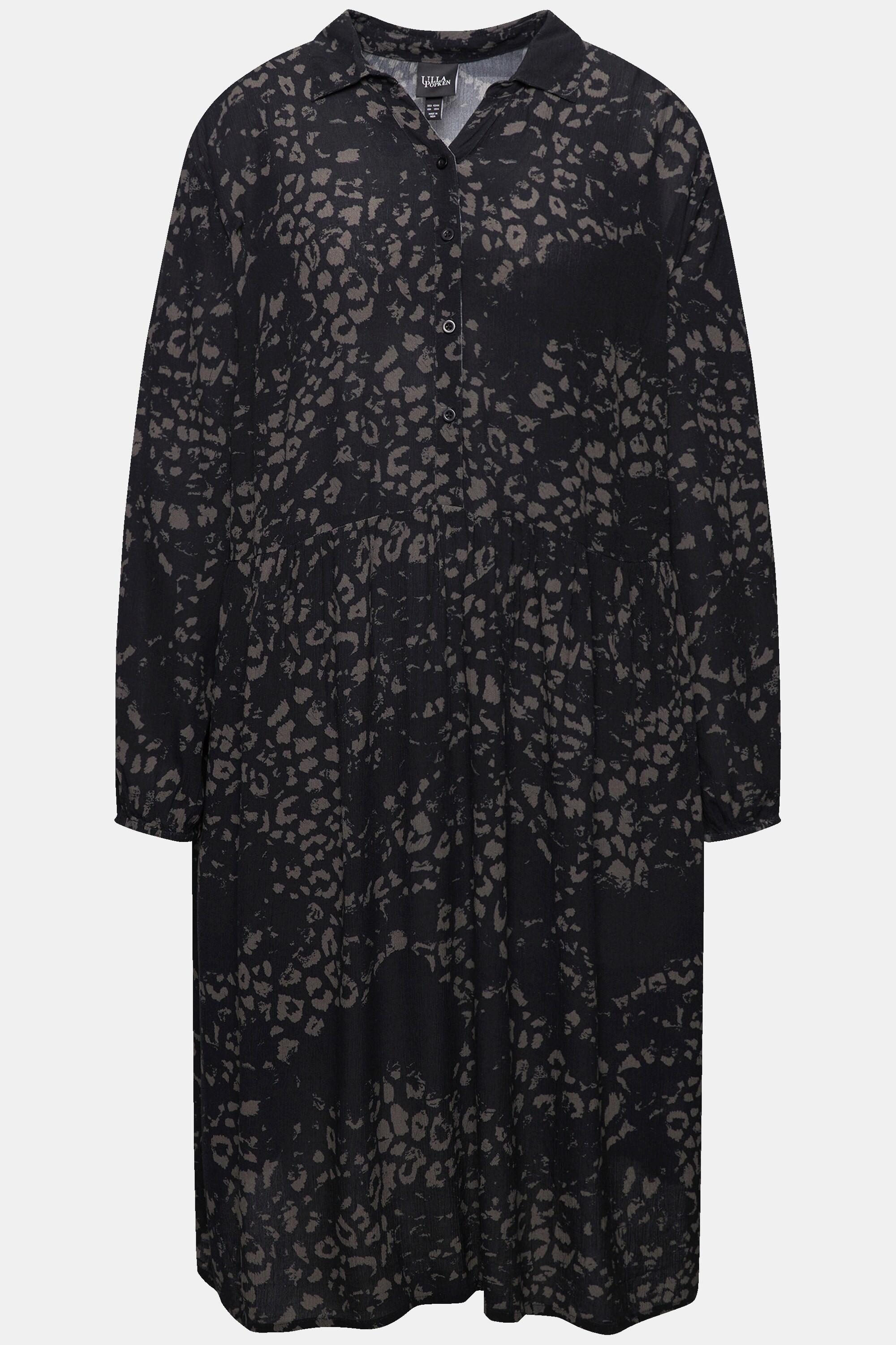 Ulla Popken Hemdblusenkleid Knopfleiste Hemdkragen Langarm  